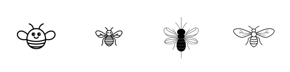 A hand sketched bee is depicted in black cut silhouette form against a white background, incorporating hand drawn design elements to create a modern illustration