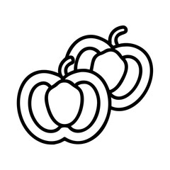 Outline drawing of two peaches fruit vector illustration for coloring book page