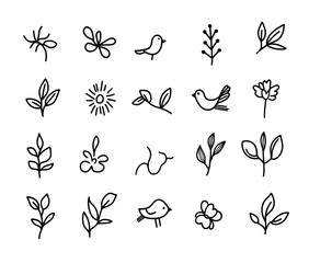 Create doodles of flowers, birds, and butterflies, along with cute hand-drawn illustrations of florals, and incorporate modern design elements