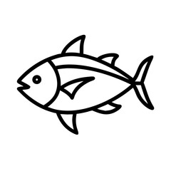 Outline drawing of a tuna fish vector illustration seafood animal aquatic life icon
