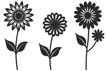 set of Flower silhouette vector illustration