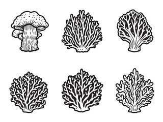 Coral Charm black line art on white background design