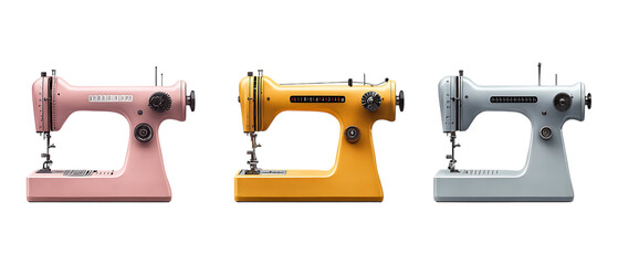 Pack of Sewing Machine Set Against Transparent Background for Craft or Tailoring Projects