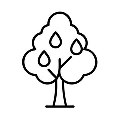 Illustration of fruit tree with hanging fruits vector icon outline drawing design