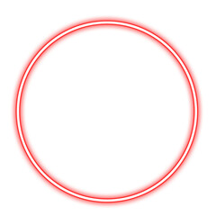 Red Neon Circle Frame – Glowing Ring Border PNG on White Background