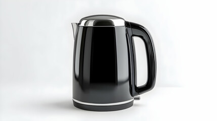 Obraz premium Electric Kettle Black Sleek Modern Design isolated on White Background Kitchen Appliance Beverage Preparation