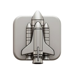 Obraz premium Space Shuttle Icon: A 3D Rendered Metallic Spacecraft Design for App or Website