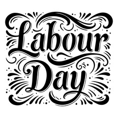 Ornate Labor Day text graphic, suitable for marketing or education