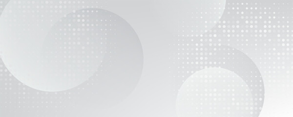 Abstract background with circles and halftone dots pattern. Grey and white backdrop