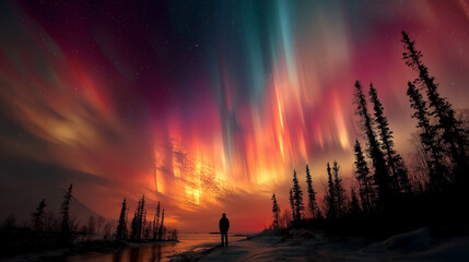 Fototapeta premium Lone Observer of Aurora