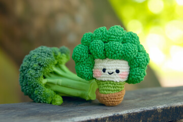 Whimsical broccoli scene for kids nutrition campaign