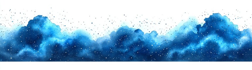 Watercolor illustrations of air, clouds, and stars form a seamless border that can be used in designing children's room decor, postcards, and baby shower accessories