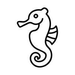 Seahorse outline vector drawing, sea life illustration, ocean animal simple icon art
