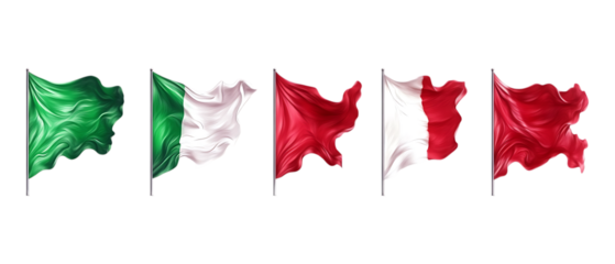 Pack of Flag of Italy Set Against Transparent Background for National, Cultural, or Design Use