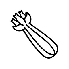 Outline illustration of fresh celery stalk vegetable healthy food ingredient diet