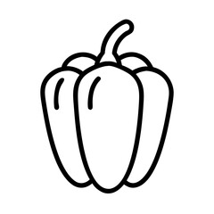 Outline drawing of bell pepper vegetable for healthy eating and cooking design