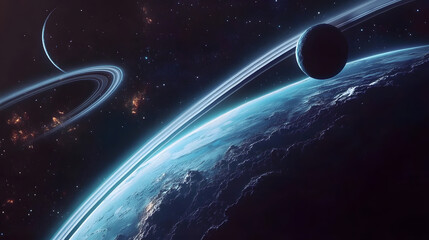 Planetary System with Earth and a Ringed Planet