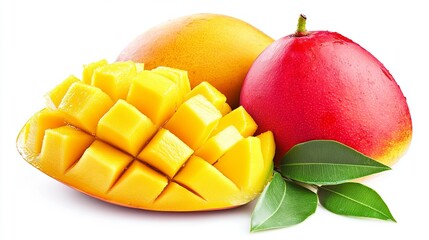 Fresh Ripe Mango on White Background
