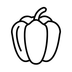 Illustration of a bell pepper vegetable outline drawing for culinary designs