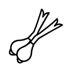 Outline vector illustration of fresh scallions or green onions for food design