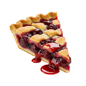 Delicious cherry pie slice homemade dessert baked treat food photography isolated on a transparent background