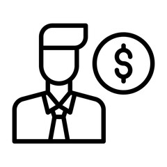 businessman outline icon. business avatar black line illustration.