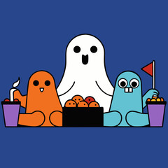 halloween pumpkin and ghost