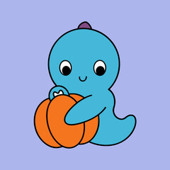 halloween pumpkin and ghost