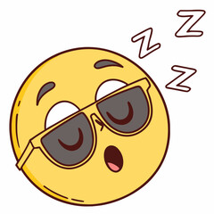Fototapeta premium Sleepy emoji with shades half-on