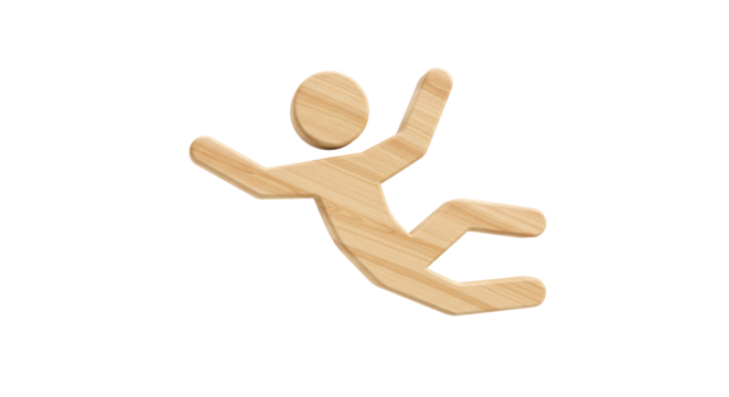 Isolated Wooden Figure Falling