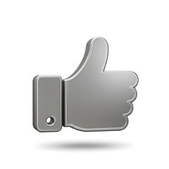 Fototapeta premium Metallic Thumbs Up Icon 3D Render: A High-Quality Silver Like Symbol for Digital Media