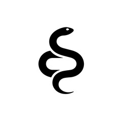 Minimalist black snake silhouette in abstract design style, symbol of transformation and mystery