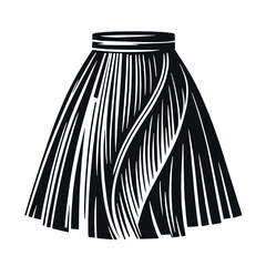 Stylized black and white skirt illustration in modern graphic line art style, fashion and apparel concept