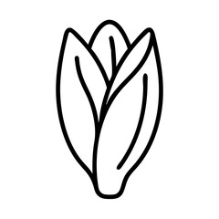 Outline drawing of a tulip flower bud vector illustration floral design element