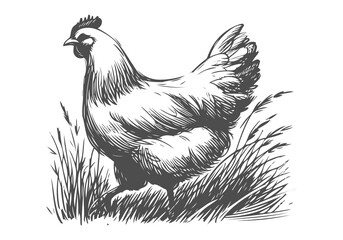 chicken hand drawn sketch illustration vector