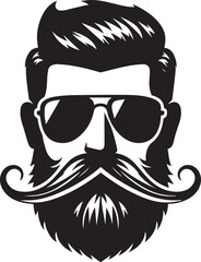 Fototapeta premium man with sunglasses head vector illustration, man head with sunglass silhouette vector black and white, man clipart