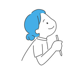 メモを取る女性のイラスト　ベクター
