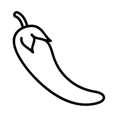 Outline drawing of a hot chili pepper vector illustration for spicy food art