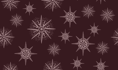 Compass Wind rose, pattern, hand drawn Illustration.