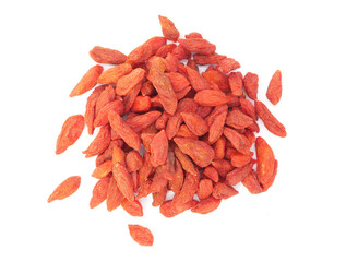 Dried goji berries isolated on white background