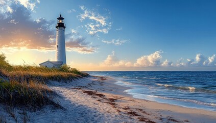 Fototapeta premium Lighthouse on the Beach at Cape Florida