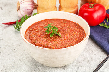 Cold vegan tomato soup Gazpacho