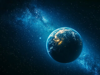 Naklejka premium A dark gray moon floats majestically in the cosmos, illuminated by distant starlight