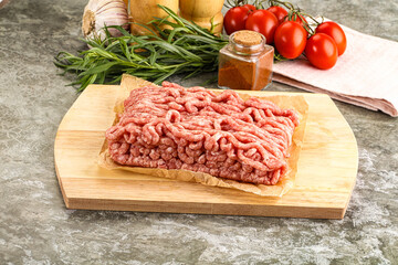 Raw uncooked red minced meat