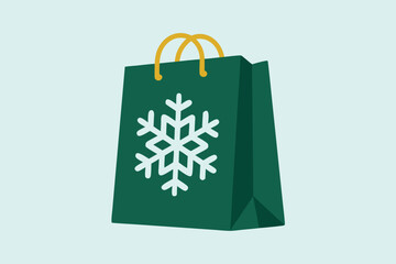 Winter Holiday Shopping Bag with Snowflake