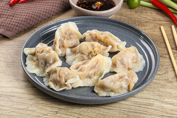 Asian steamed dumplings with meat