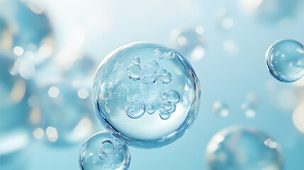 Close-up of Transparent Bubbles with Smaller Bubbles Inside