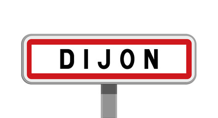 Panneau sur poteau de Dijon, Côte-d'Or, Bourgogne-Franche-Comté