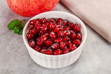 Ripe sweet red pomegranate seeds