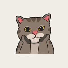 Sad Tabby Cat Meme Sticker T-shirt Vector Cute Illustration